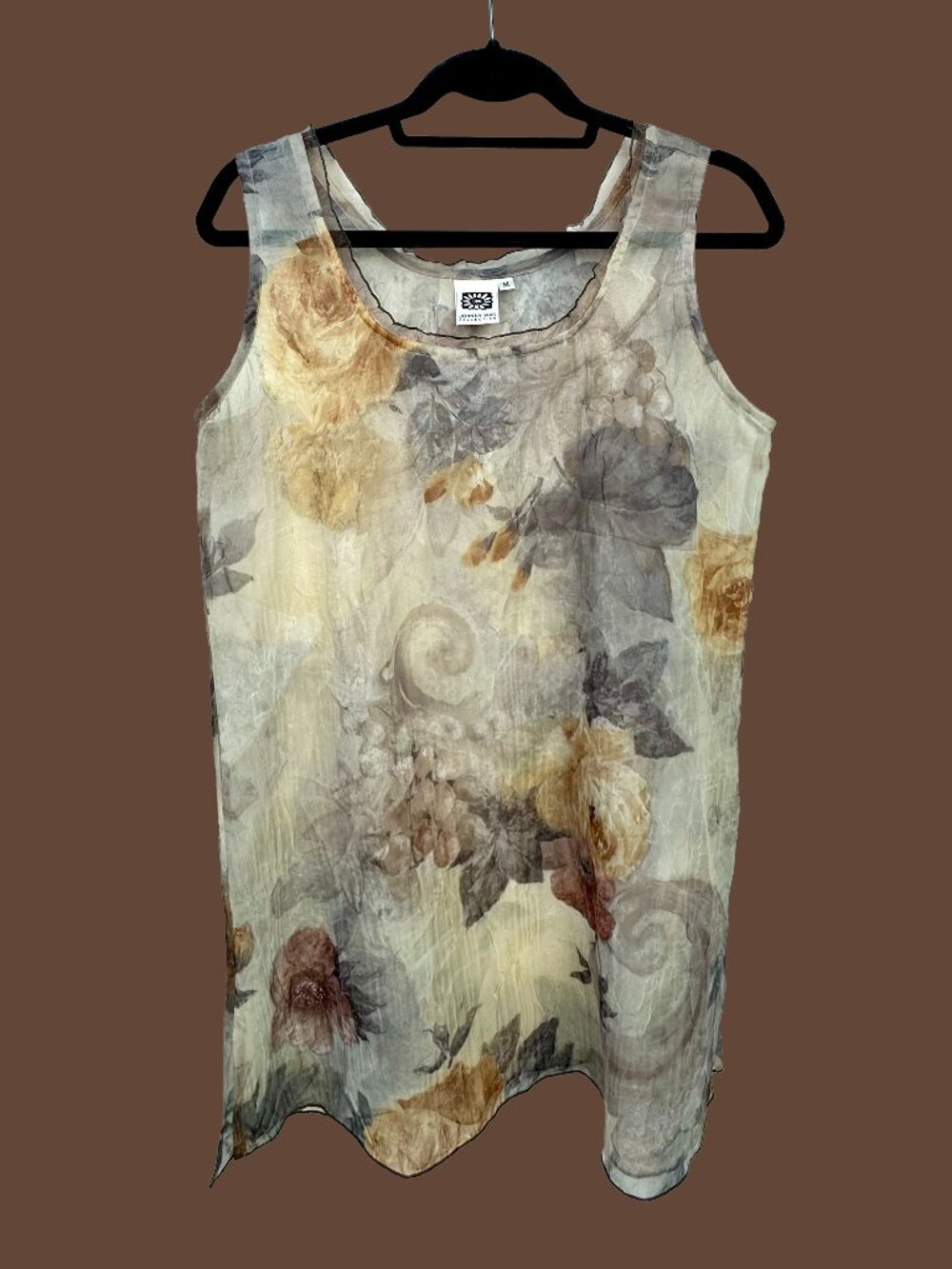 Johnny Was Vintage Sheer Floral Silk Mini Dress Size M